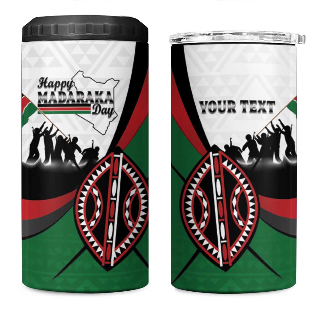 Personalised Kenya 4 in 1 Can Cooler Tumbler Madaraka Day - Maasai Shield