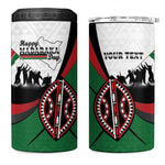 Personalised Kenya 4 in 1 Can Cooler Tumbler Madaraka Day - Maasai Shield