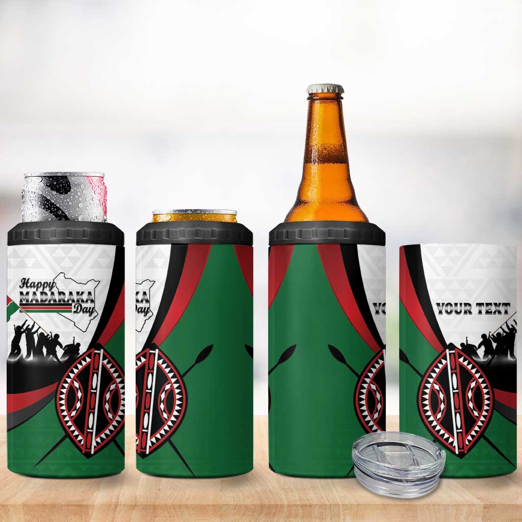 Personalised Kenya 4 in 1 Can Cooler Tumbler Madaraka Day - Maasai Shield