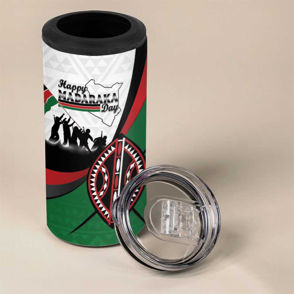 Personalised Kenya 4 in 1 Can Cooler Tumbler Madaraka Day - Maasai Shield
