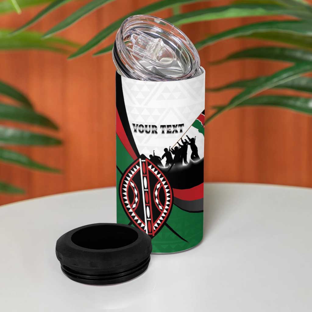 Personalised Kenya 4 in 1 Can Cooler Tumbler Madaraka Day - Maasai Shield