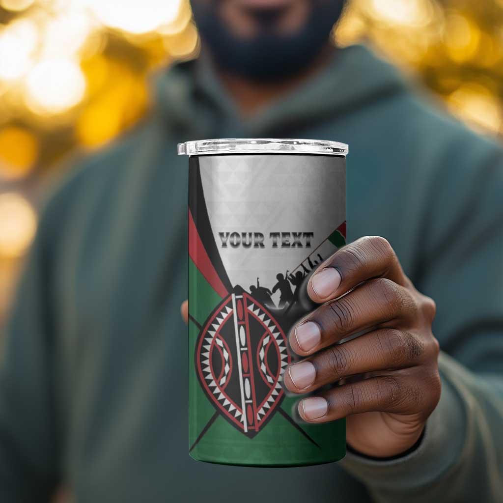 Personalised Kenya 4 in 1 Can Cooler Tumbler Madaraka Day - Maasai Shield