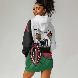Personalised Kenya Hoodie Dress Madaraka Day - Maasai Shield