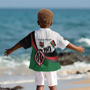 Personalised Kenya Kid Hawaiian Shirt Madaraka Day - Maasai Shield