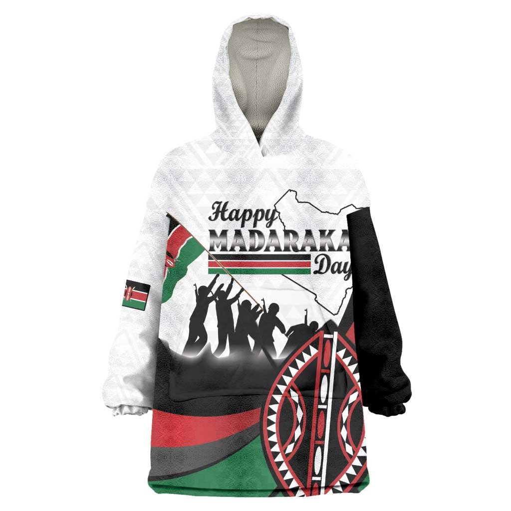 Personalised Kenya Kid Wearable Blanket Hoodie Madaraka Day - Maasai Shield