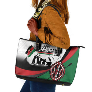 Kenya Leather Tote Bag Madaraka Day - Maasai Shield