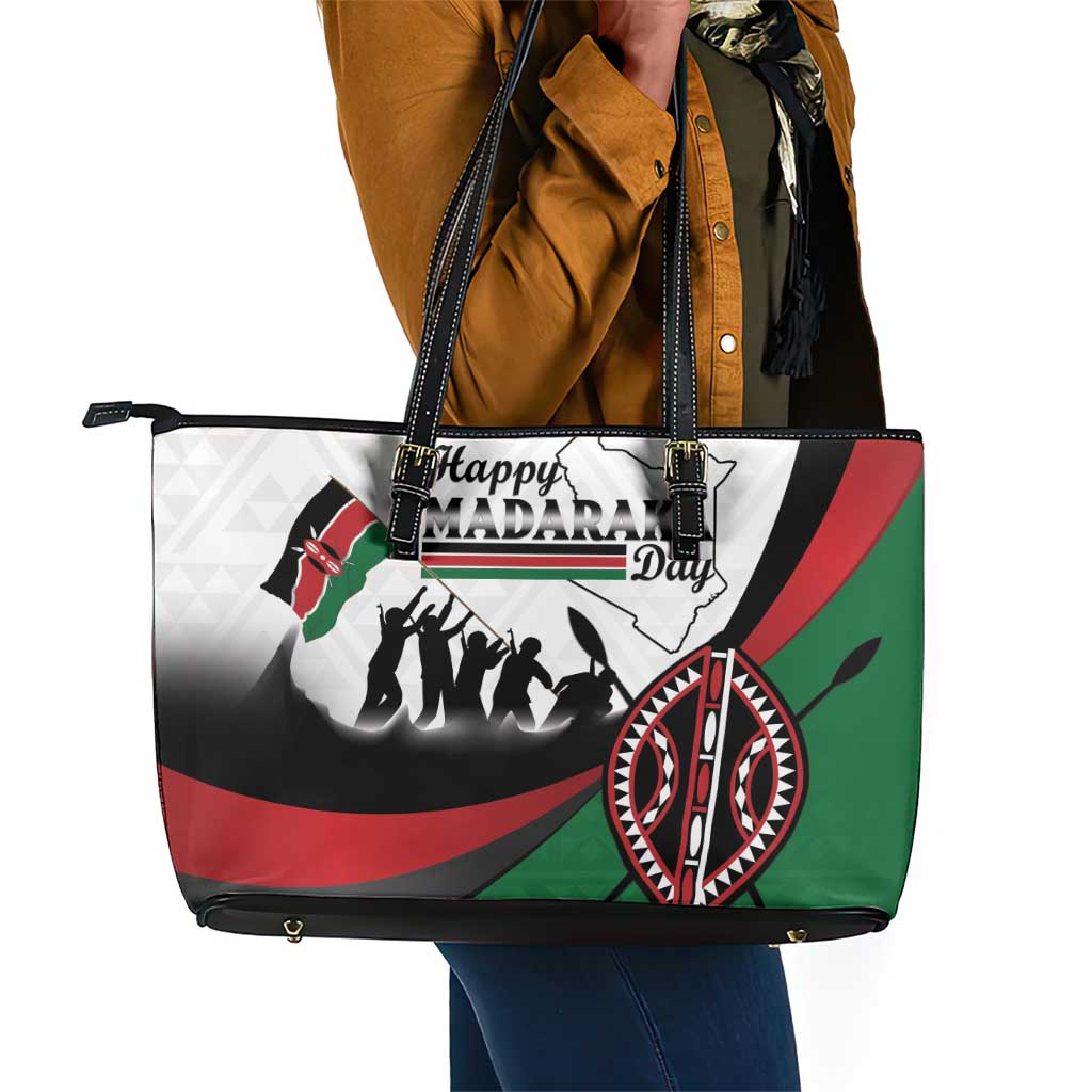 Kenya Leather Tote Bag Madaraka Day - Maasai Shield