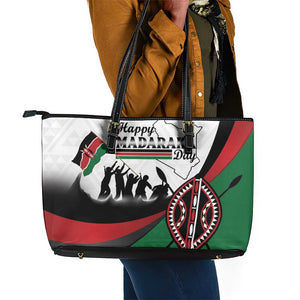 Kenya Leather Tote Bag Madaraka Day - Maasai Shield