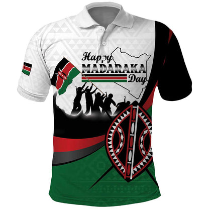 Personalised Kenya Polo Shirt Madaraka Day - Maasai Shield