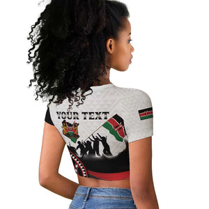 Personalised Kenya Raglan Cropped T shirt Madaraka Day - Maasai Shield