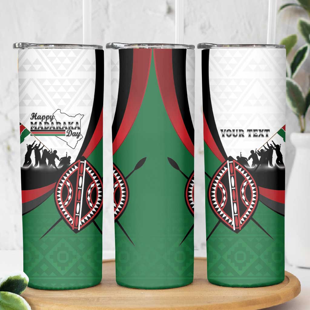 Personalised Kenya Skinny Tumbler Madaraka Day - Maasai Shield