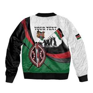Personalised Kenya Sleeve Zip Bomber Jacket Madaraka Day - Maasai Shield