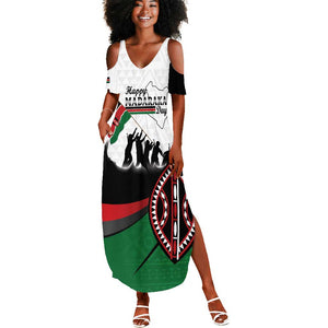 Personalised Kenya Summer Maxi Dress Madaraka Day - Maasai Shield