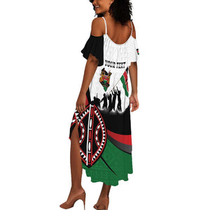Personalised Kenya Summer Maxi Dress Madaraka Day - Maasai Shield