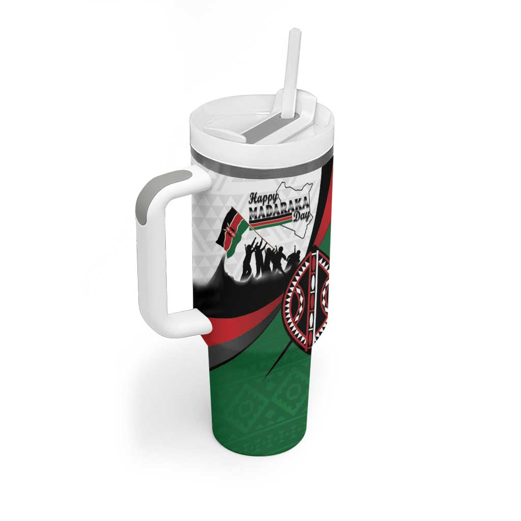 Personalised Kenya Tumbler With Handle Madaraka Day - Maasai Shield