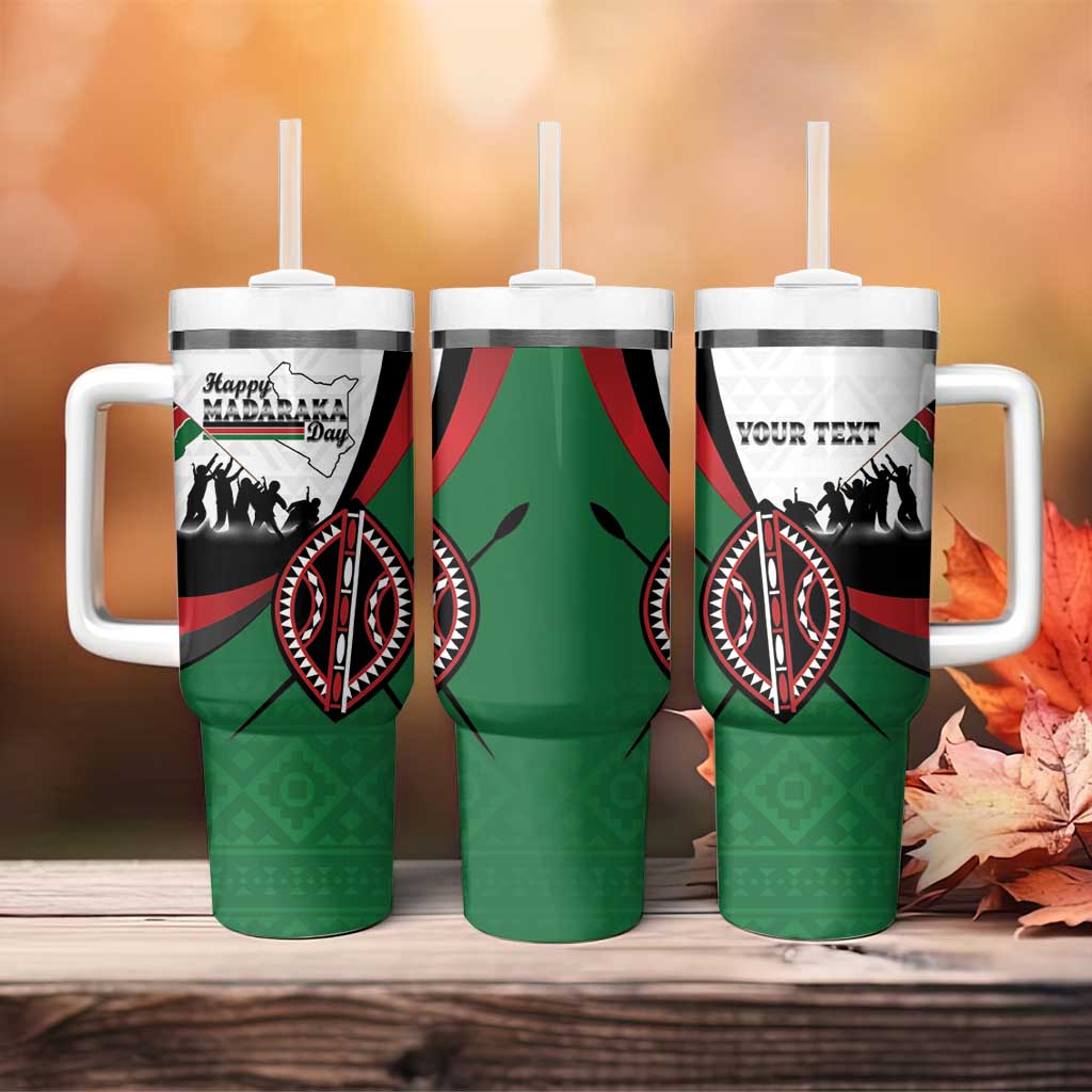 Personalised Kenya Tumbler With Handle Madaraka Day - Maasai Shield
