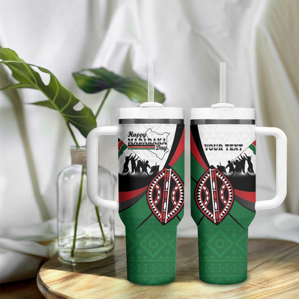 Personalised Kenya Tumbler With Handle Madaraka Day - Maasai Shield