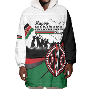 Personalised Kenya Wearable Blanket Hoodie Madaraka Day - Maasai Shield