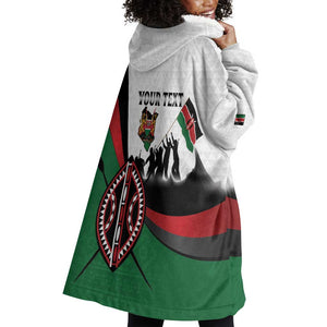 Personalised Kenya Wearable Blanket Hoodie Madaraka Day - Maasai Shield