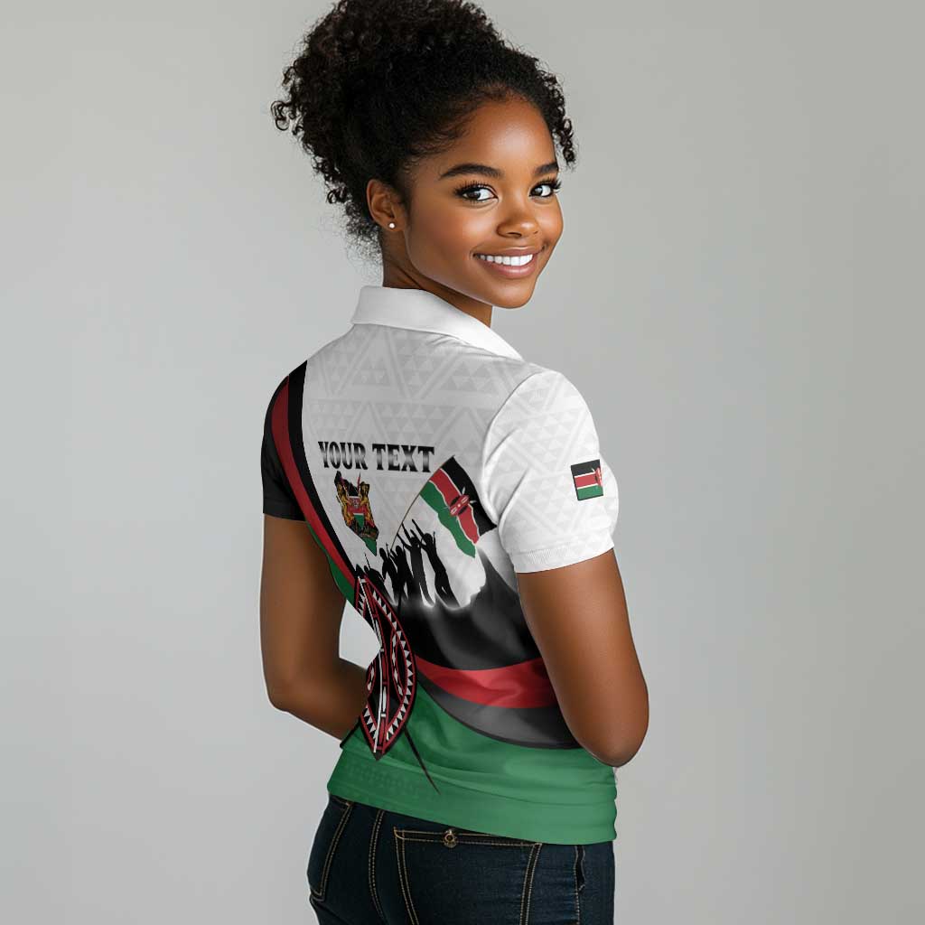 Personalised Kenya Women Polo Shirt Madaraka Day - Maasai Shield