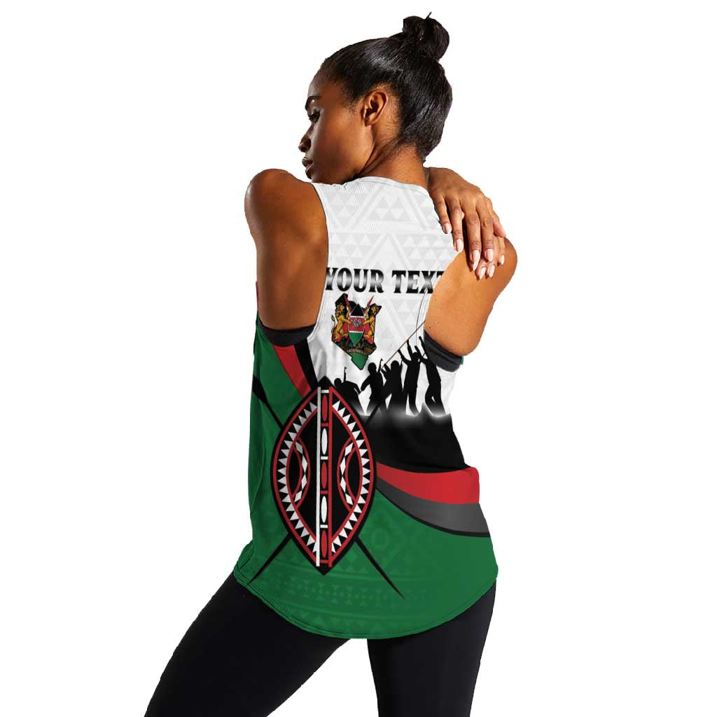 Personalised Kenya Women Racerback Tank Madaraka Day - Maasai Shield