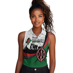Personalised Kenya Women Sleeveless Polo Shirt Madaraka Day - Maasai Shield