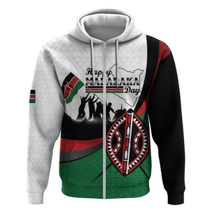 Personalised Kenya Zip Hoodie Madaraka Day - Maasai Shield