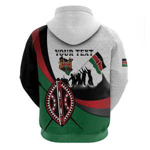Personalised Kenya Zip Hoodie Madaraka Day - Maasai Shield