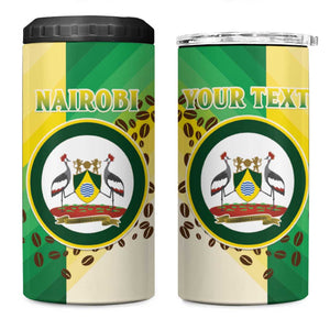 Personalised Nairobi Kenya 4 in 1 Can Cooler Tumbler Coat Of Arms With Coffee