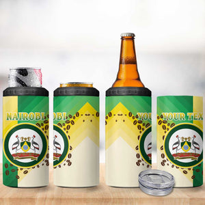 Personalised Nairobi Kenya 4 in 1 Can Cooler Tumbler Coat Of Arms With Coffee