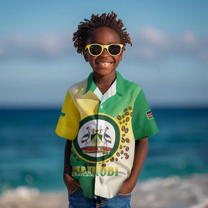 Personalised Nairobi Kenya Kid Hawaiian Shirt Coat Of Arms With Coffee
