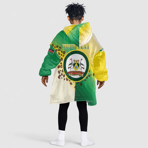 Personalised Nairobi Kenya Kid Wearable Blanket Hoodie Coat Of Arms With Coffee