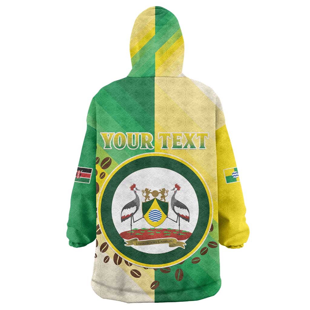 Personalised Nairobi Kenya Kid Wearable Blanket Hoodie Coat Of Arms With Coffee