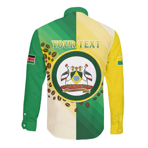 Personalised Nairobi Kenya Long Sleeve Button Shirt Coat Of Arms With Coffee