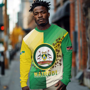 Personalised Nairobi Kenya Long Sleeve Shirt Coat Of Arms With Coffee