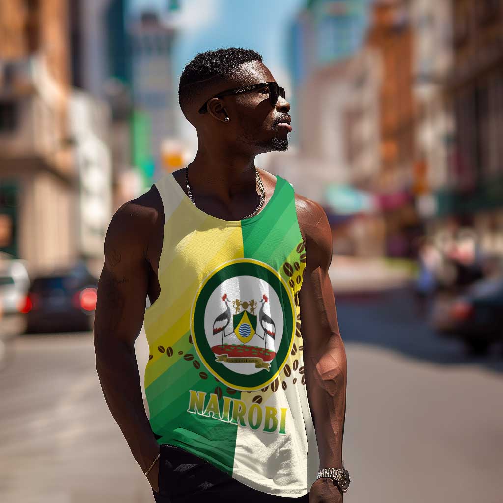 Personalised Nairobi Kenya Men Tank Top Coat Of Arms With Coffee