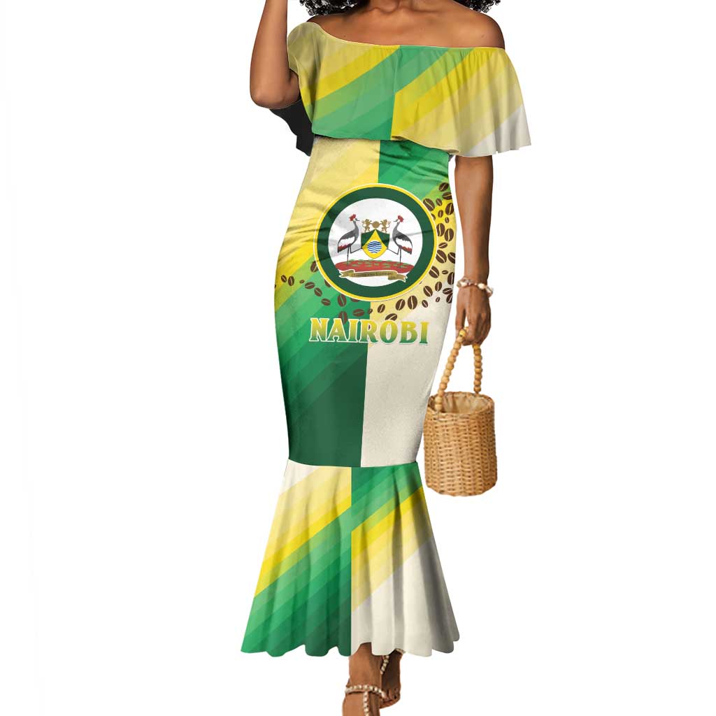 Personalised Nairobi Kenya Mermaid Dress Coat Of Arms With Coffee