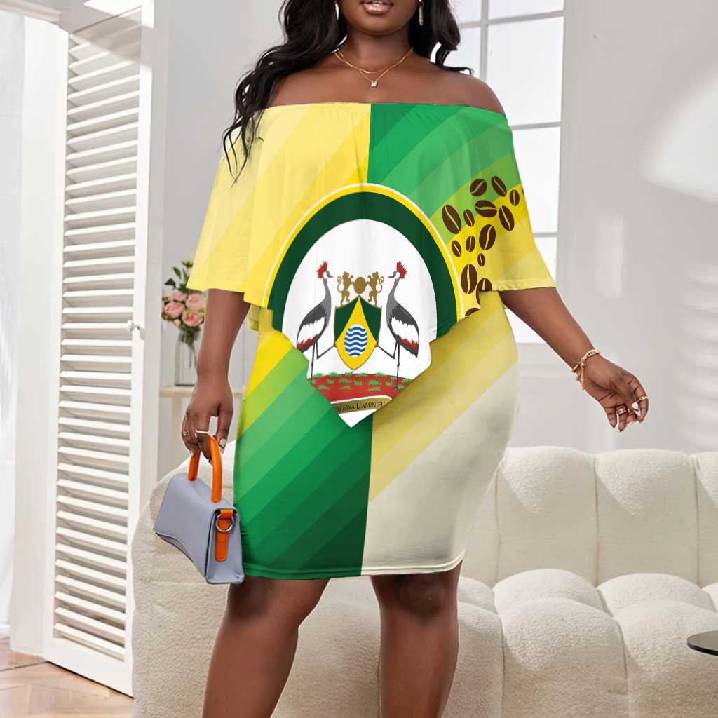 Personalised Nairobi Kenya Off Shoulder Short Dress Coat Of Arms With Coffee