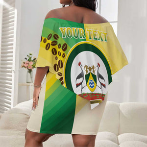 Personalised Nairobi Kenya Off Shoulder Short Dress Coat Of Arms With Coffee