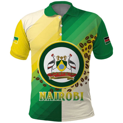 Personalised Nairobi Kenya Polo Shirt Coat Of Arms With Coffee