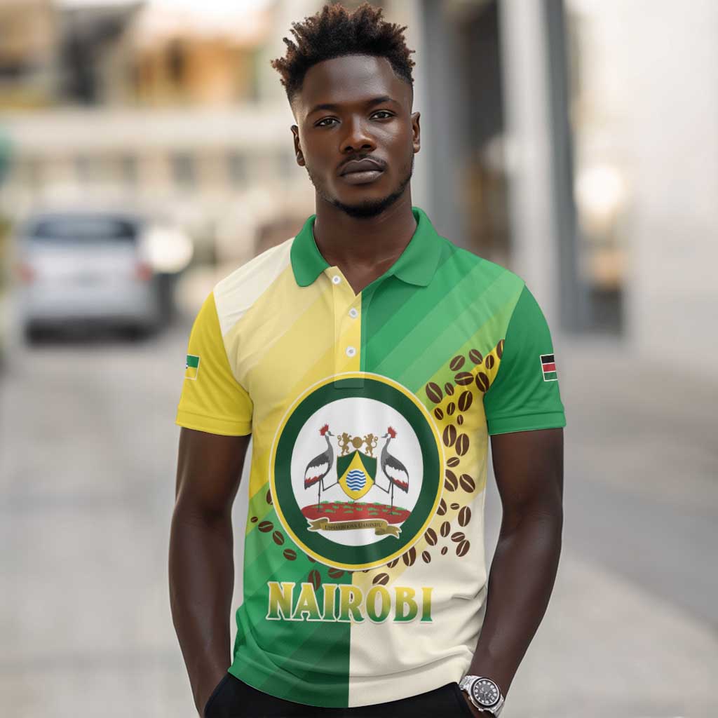 Personalised Nairobi Kenya Polo Shirt Coat Of Arms With Coffee