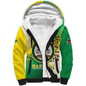 Personalised Nairobi Kenya Sherpa Hoodie Coat Of Arms With Coffee