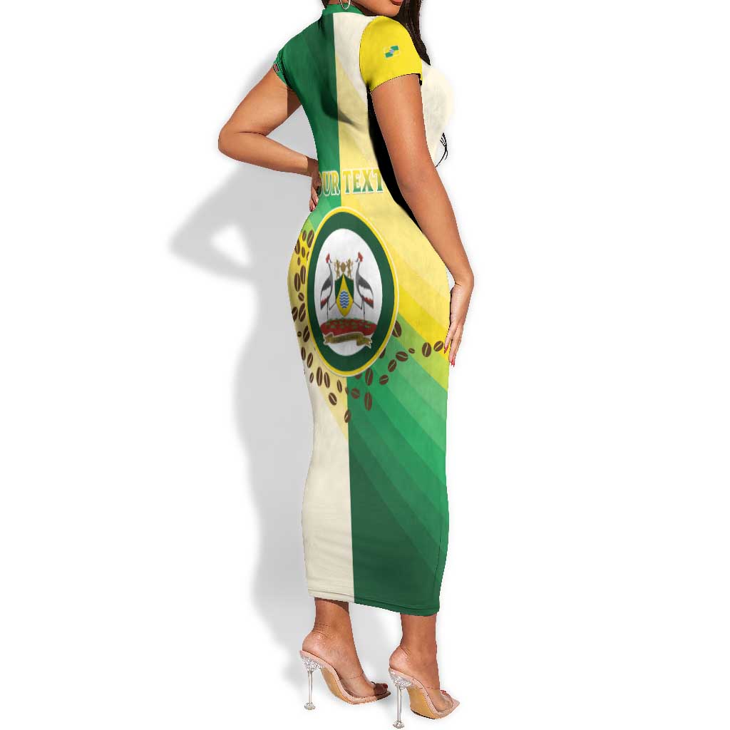 Personalised Nairobi Kenya Short Sleeve Bodycon Dress Coat Of Arms With Coffee LT15