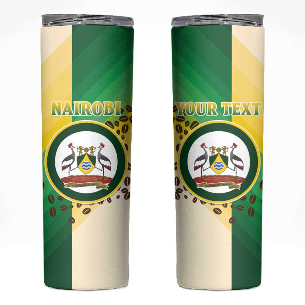 Personalised Nairobi Kenya Skinny Tumbler Coat Of Arms With Coffee