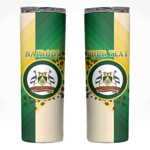 Personalised Nairobi Kenya Skinny Tumbler Coat Of Arms With Coffee