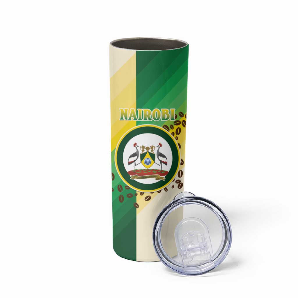 Personalised Nairobi Kenya Skinny Tumbler Coat Of Arms With Coffee