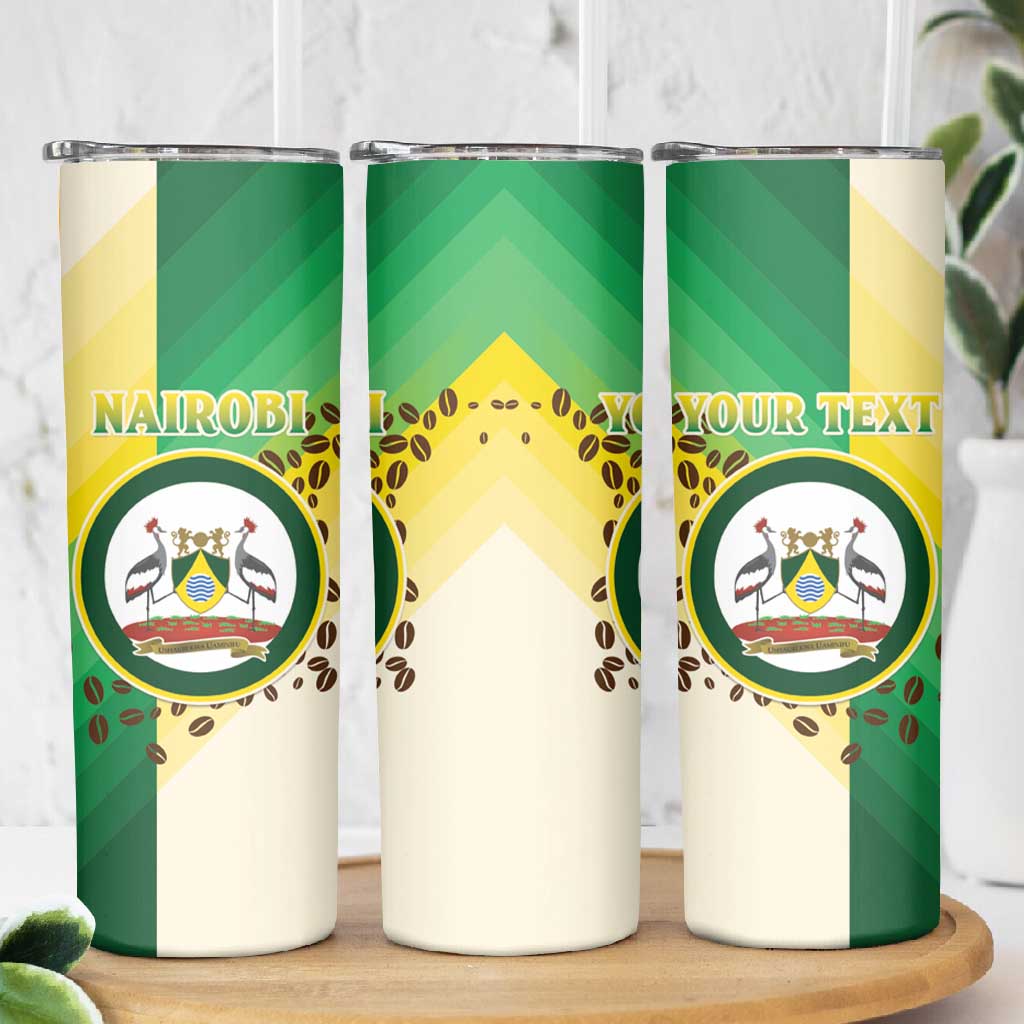 Personalised Nairobi Kenya Skinny Tumbler Coat Of Arms With Coffee
