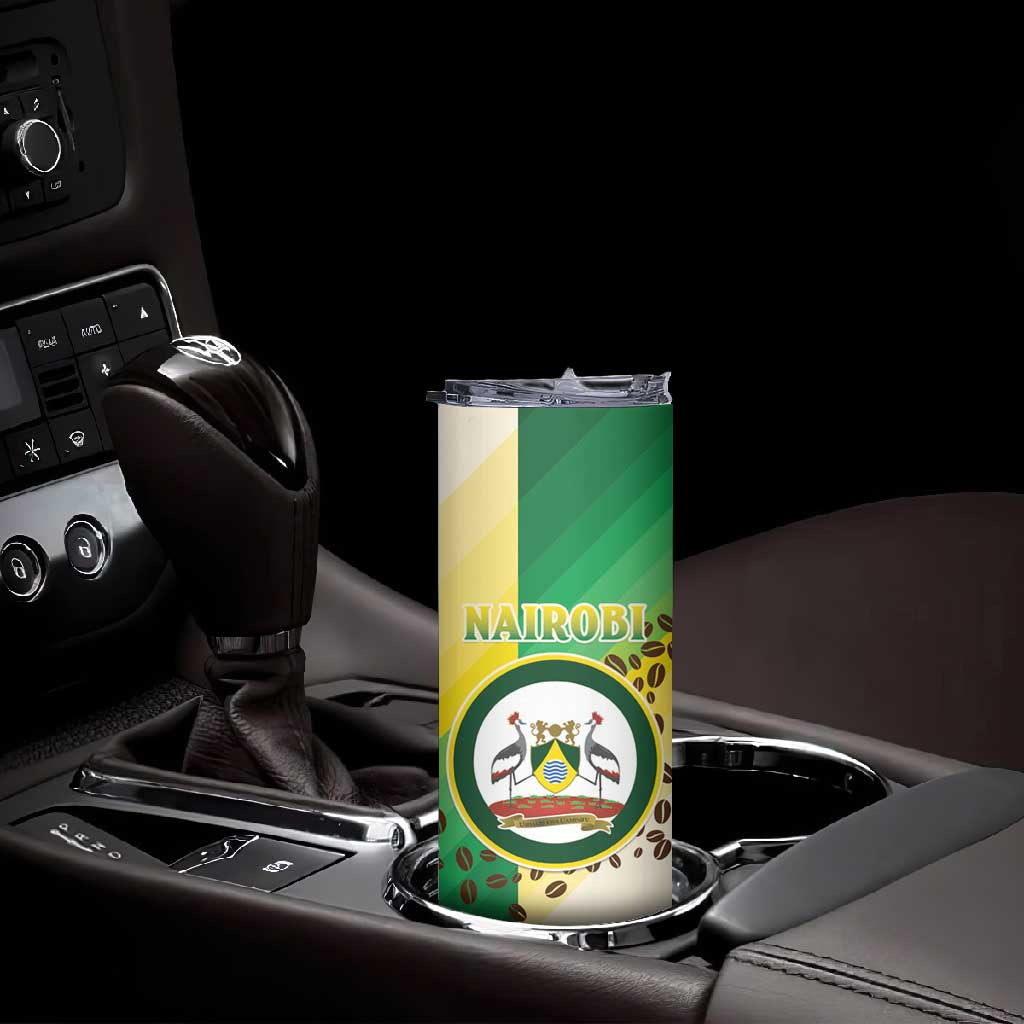 Personalised Nairobi Kenya Skinny Tumbler Coat Of Arms With Coffee