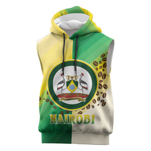 Personalised Nairobi Kenya Sleeveless Hoodie Coat Of Arms With Coffee - African Pride