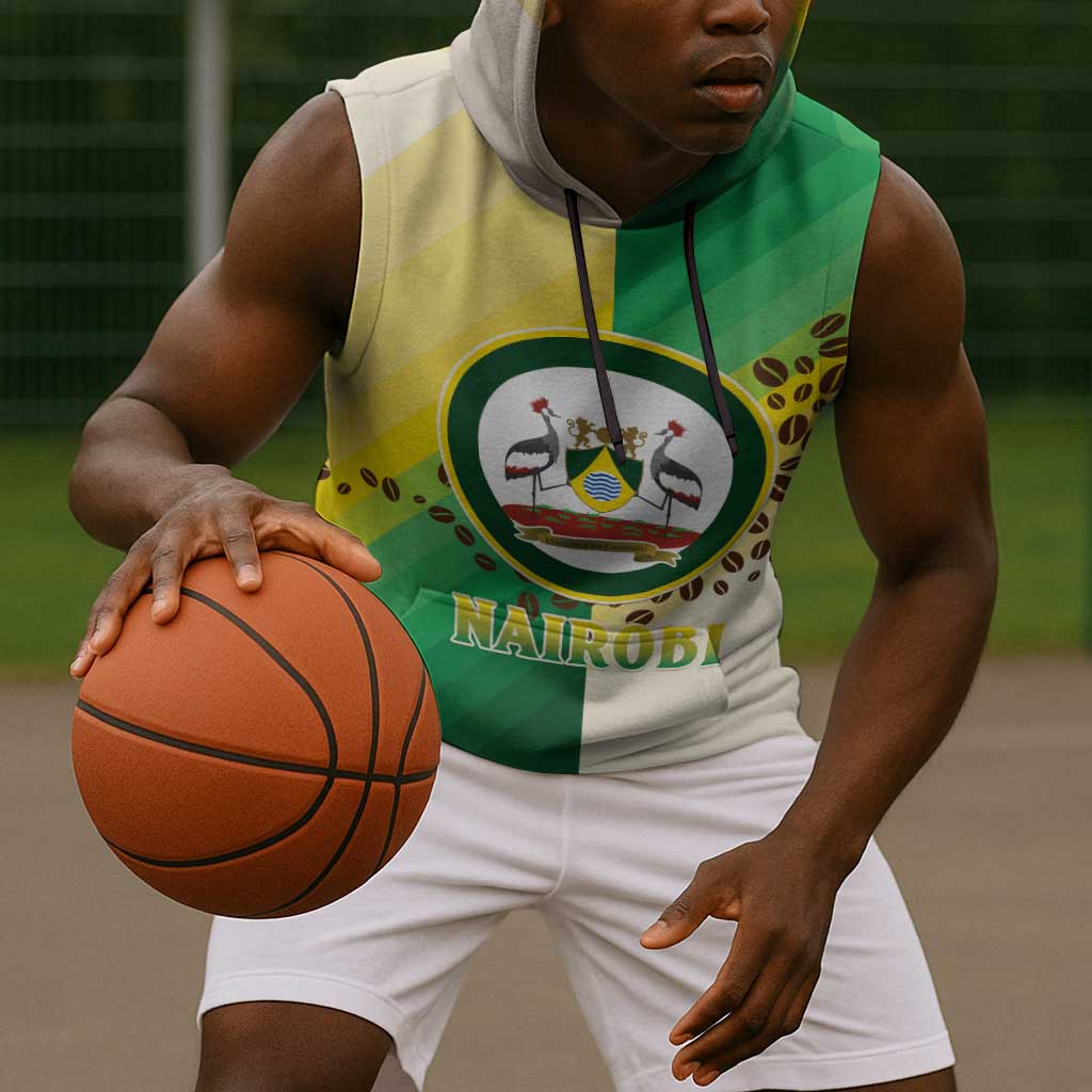 Personalised Nairobi Kenya Sleeveless Hoodie Coat Of Arms With Coffee - African Pride